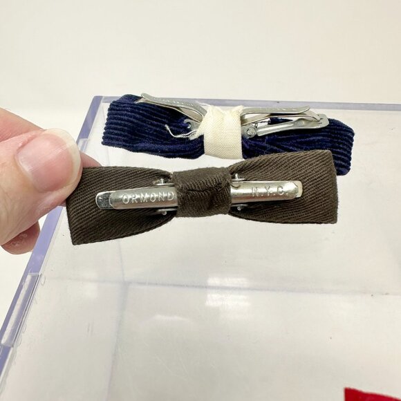 Vintage Royal Rust Resistant Clip On Bow Ties Corduroy Preppy Navy Blue Red Gray - Picture 6 of 13